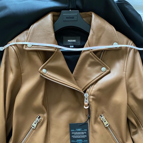 Mackage Kylie Tan Leather Moto Jacket with Removable Belt - NWT - Colour: Camel - Picture 10 of 12